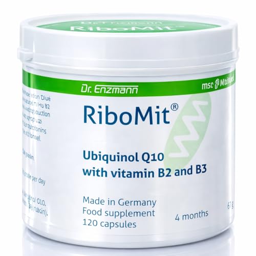 mse Pharmazeutika GmbH RiboMit Ubiquinol Q10 Vitamin B2 & B3 - 120 Capsules 4 months - Optimal Combination - Made in Germany