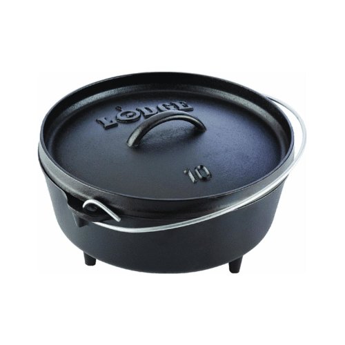 Lodge Seasoned Cast Iron Camp Dutch Oven with Lid - 4 Quart - Dual Handles - Seasoned Cast Iron Cookware with Steel Handle & Strong Lid for Heavy- Duty Camping Cookware by Lodge - Used condition - US$61.64