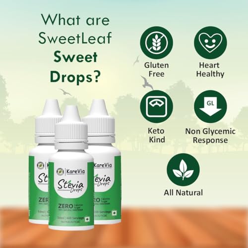 Image of Kare Via Stevia Liquid Drops Natural Pack of 2 x 30ml - Zero Calories & Zero Carbs, Sugar Substitute Great for Weight Control - 60ml