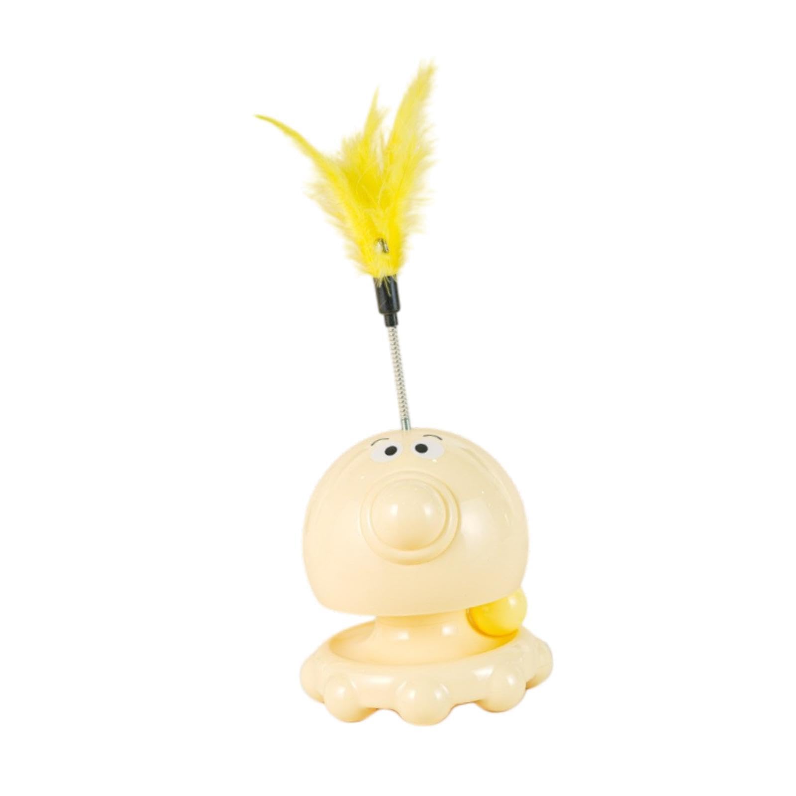 Bothyi Interactive Cat Toy Spring Cat Stick Toy for Indoor Cats,Pet Toy Kitten Toy Exerciser with Feather Turntable for Kitten, Yellow