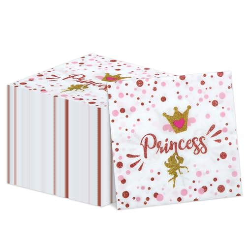 Lot de 100 serviettes de table jetables motif château rose 33 x 33 cm