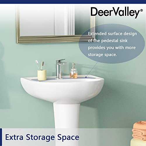 Deervalley Dv-1P525 Ally 21 1/2" X 18 1/2" Modern U-Shape White Ceramic Pedestal Bathroom Sink With Overflow #TOP3