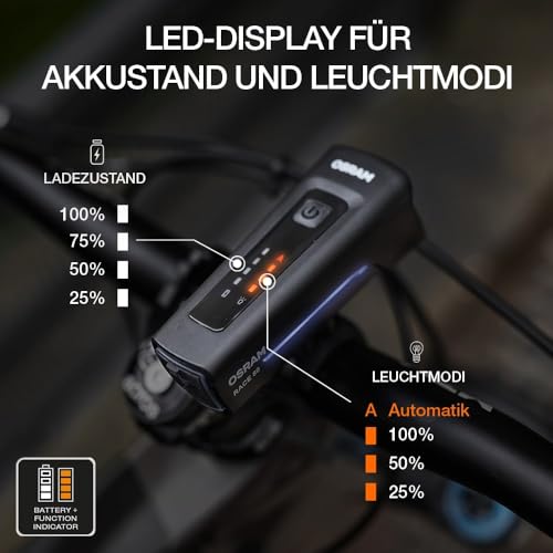 OSRAM LEDsBIKE Race 80 Set, wiederaufladbares Fahrradlichtset, StVZO-zugelassenes Front- und Rück-LED-Lichtset, Mehrere Beleuchtungsmodi… – Ansicht 3