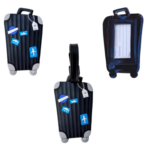 Kit 2 Identificador de Mala de Viagem Tag de Bagagem Férias Avião Etiqueta de Silicone Premium (PRET