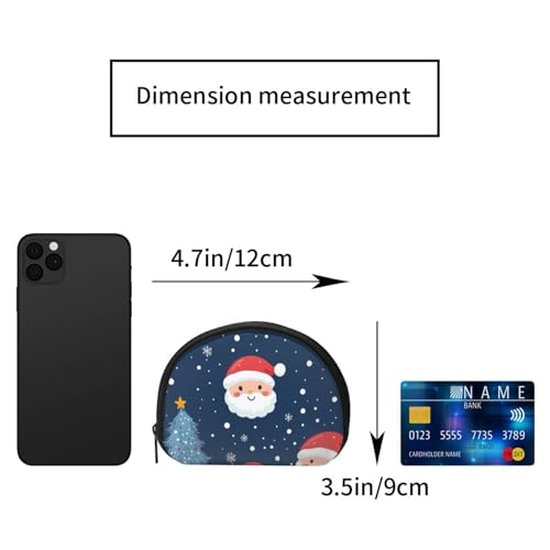 Portable Coin Purse Christmas-Santa-Snowflakes Mini Zippered Money Pouch Card Holder2