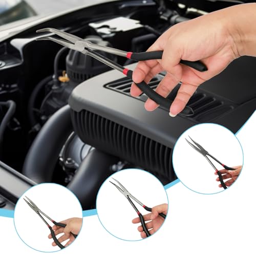 Image of 3-Piece 11 inch Extra Long Nose Pliers Set with Insulated Comfort Grip Handles
