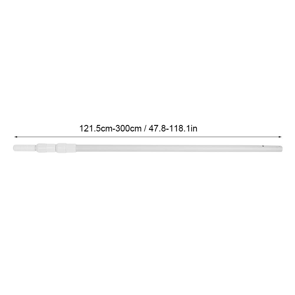 ANGGREK Asta Telescopica per Skimmer Piscina, Manico Allungabile in Lega di Alluminio per Pulizia Piscine, 121,5-300 Cm, for Piscina | Connettore Rete Foglie, Lega di Alluminio, Estensibile 47,8-118 Pollici