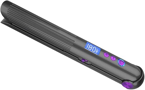 ABHI Planchas y rizadores de pelo iónicos 2 en 1 con 8 niveles de temperatura, ondas grandes, peinador de viaje, USB-C tipo C, recargable,