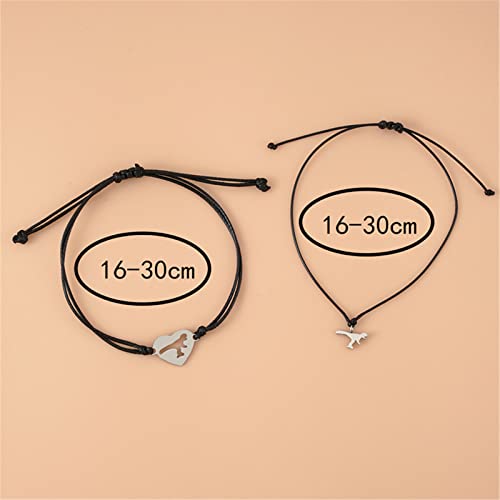 Image of Caiyao 2-3Pcs Stainless Steel Butterfly Bracelet Set Handmade Adjustable Braide Rope Love Heart Hollow Out Animal Insect Bracelet for Mom Daughter Mother Birthday Christmas Jewelry Gift