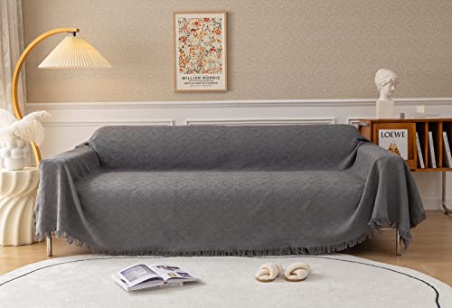 Sectional Couch Covers Set, 2 Pc L Shaped Sofa Covers For Sectional Sofa Set, Soft Jacquard Fabric Slipcover With Decorative Geometric Weave Guards Against Pet Hair, Stains, Fading (Grey, Large) #TOP2