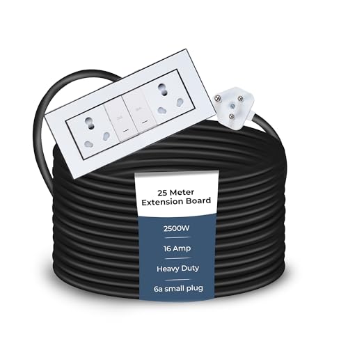 Image of Extension Board Heavy Duty Multi Socket 15A /16A /20 (2500 Watts 6A Small Plug and Two 16A Socket and Two 20A Switch, 25 Meter)