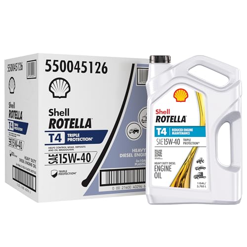 Shell Rotella T4 Triple Protection 15W-40 Diesel Engine Oil, 1 Gallon (3 Pack)