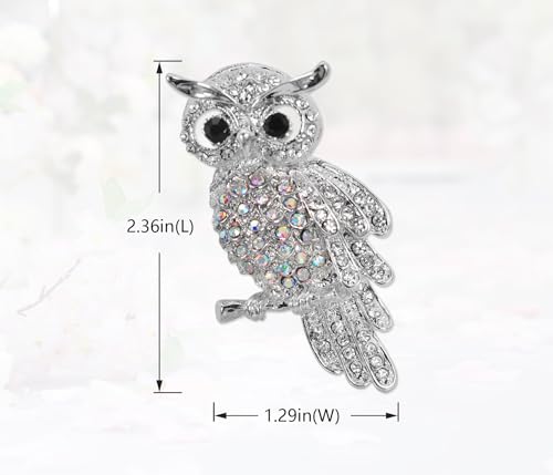 Image of Gyn&Joy Womens Crystal Rhinestones Perched Owl Bird Brooch Pin