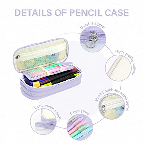 Sonuimy Large Capacity Pencil Pen Case Bag Pouch, Perfect For Girls And Adults, Big Pencil Cases With Cute Aesthetic Design - Professional Organizer For Storage Pens Pencile Cases- Purple #TOP3