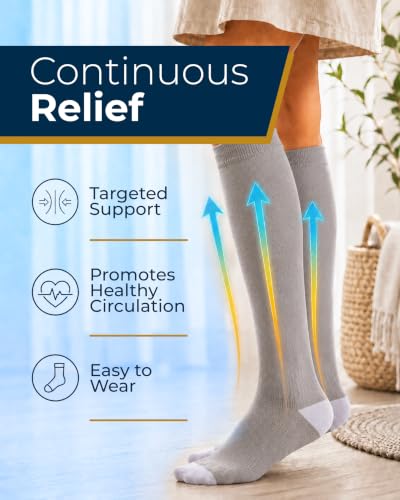 Image of Pembrook Bamboo Viscose Light Compression Socks - 3 Pairs | 8-15 mmhg Compression Socks | Knee High Comfort Support Socks