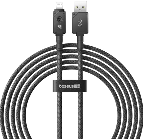 Baseus USB Cable Baseus Unbreakable Series Fast Charging Data Cord USB to IP 2.4A for iPhone 14/14 Plus/14 Pro/14 Pro Max,13 Mini/13/13 Pro/13 Pro Max and More (Black, 6.6ft)
