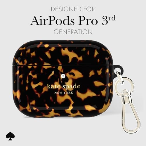 Image of kate spade new york AirPods Pro 3 Protective Case with Luxe Metallic Keychain Clip - Transparent Tortoise, Compatible with AirPods Pro 3rd Generation