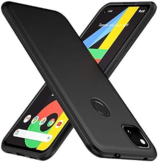 TesRank Google Pixel 4a Case, Soft TPU Matte Thin Case with Shock-absorption Corners [Anti-scratch] [Anti-fingerprint] for Google Pixel 4a-Black