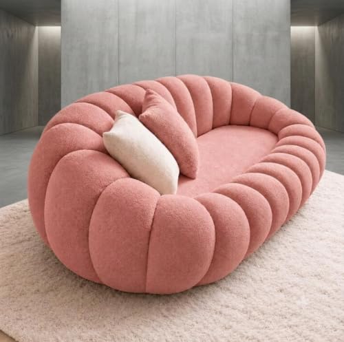 Image of CRAFTCITY 2 Seater Pumpkin Sofa /Loveseat with Accent Pillows |Living Room Couch