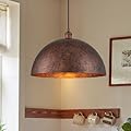17.7” Industrial Metal Dome Pendant Light, Rust Industrial Pendant Lights for Kitchen Island, Dimmable Hanging Light Fixtures Compatible for Kitchen Island, Dining Room