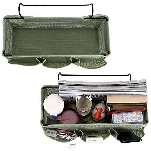 IGNPION Netz Nachttisch-Hängeaufbewahrung Betttaschen Körbe Schlafsaal Bett Organizer Caddy Mehrzweck-Hängeaufbewahrungstasche für Zuhause Büro Schule Wohnheim Krankenhaus, Grün