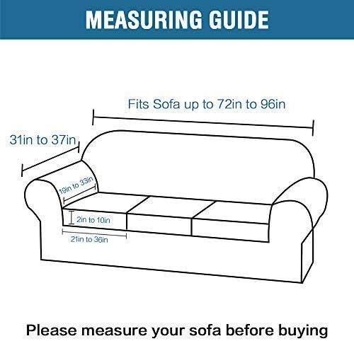 Miniatura 5 de H.VERSAILTEX Funda de terciopelo de 4 piezas para sofá de 3 cojines, paquetes azul piedra funda redonda otomana (tamaño XL, azul piedra)