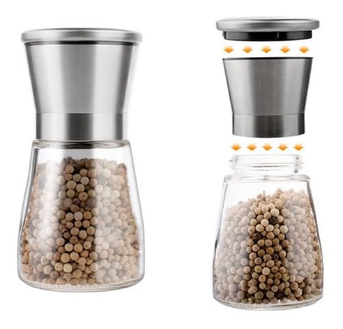 Kit 2 Moedores De Sal Grosso E Pimenta Do Reino Em Aço Inox Premium