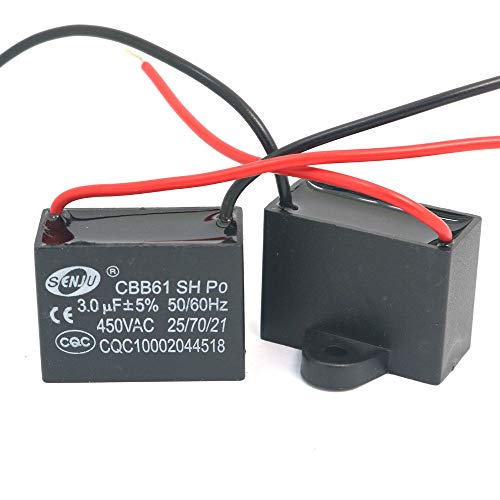 DollaTek 2Pcs CBB61 3uF 450V AC 50/60Hz Condensador Corriente del Motor de Ventilador del acondicionador de Aire