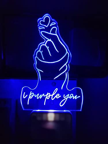 Image of 3D Optical Illusion BTSs2 Acrylic Night Lamp, 7 Colors RGB Auto Color Changing Led Plug and Play Night Light Lamp (Acrylic, Multi Color, Pack of 1) (BTSs2)