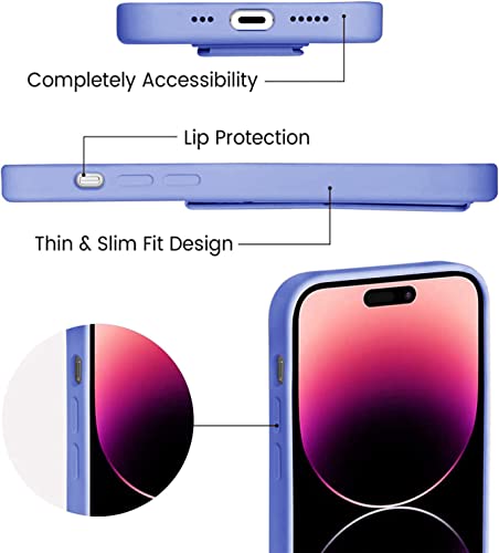 Coque silicone iPhone 14 Pro Max violette souple avec support intégré