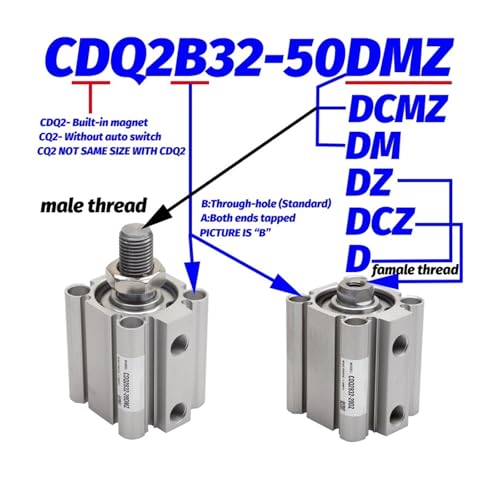 Cilindro neumático CQ2B32-75DZ de carrera regulable con interruptor magnético 4