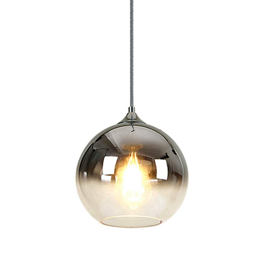 HJXDtech Spherical Gradient Color Glass Pendant Light Shade Modern Glass Globe Ceiling Hanging Lamp (Chrome, 25cm)