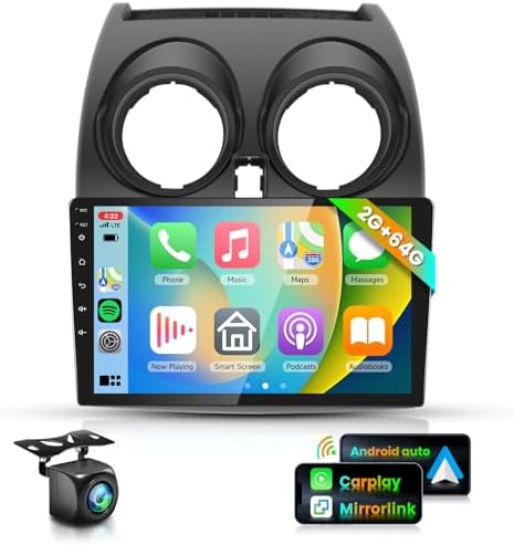 [2G+64G] Android Car Radio for Nissan Qashqai 2006-2016, Podofo 9 inch Touch Screen Car Stereo with Canbus/DSP/Wireless Carplay/Android Auto/Bluetooth/26UIs/AHD Backup Camera