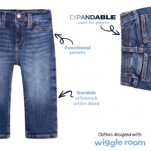 Gerber Baby Toddler Straight Leg Stretch Denim Jeans, Med Blue Denim, 12 Months - image 6