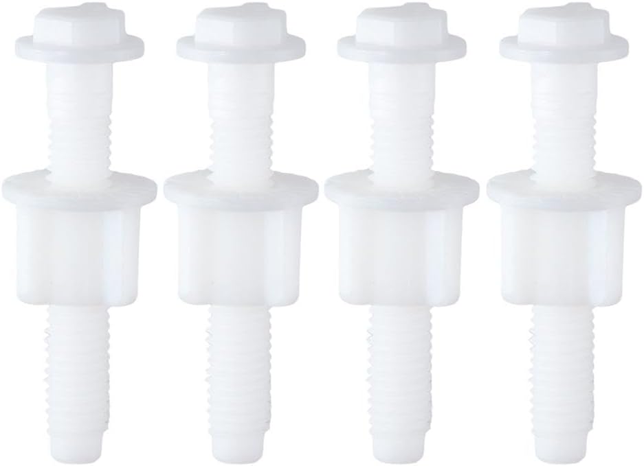 4 Pack Toilet Seat Screws Replacement Plastic Universal White Toilet Seat Hinge Bolt Screw for Fixing the Top Toilet Seat