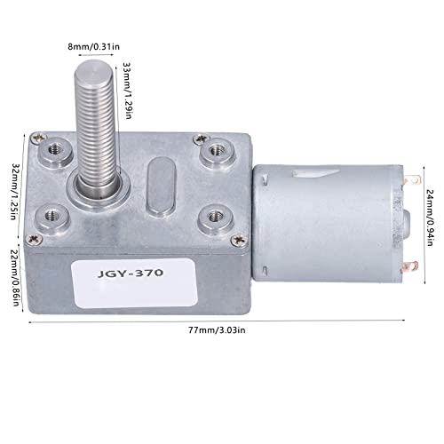 JGY-370 Schneckengetriebemotor mit M8 Gewindewelle, Langsamer und Selbsthemmender DC12V 40RPM Motor Industrieantrieb