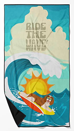 Caroline's Treasures MLM1198TWL3060 Surfer Dog Blenheim Cavalier Spaniel Premium Beach Towel Oversized Towel Beach Blanket, Pool, Beach Essentials, Yoga, Premium Bath Towel, Quick Dry Plush
