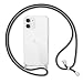 Produktbild Kaliroo Necklace Case kompatibel mit iPhone 12 Mini Hülle, Transparente Schutzhülle mit Kette Slim Hardcase mit Umhänge-Band, Handy-Schnur Cover Durchsichtige Handy-Tasche & Kordel, Farbe:Schwarz