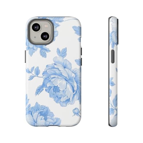 Coque iPhone 14 pivoine bleu clair idéale pour sublimer vos tenues d'été en terrasse