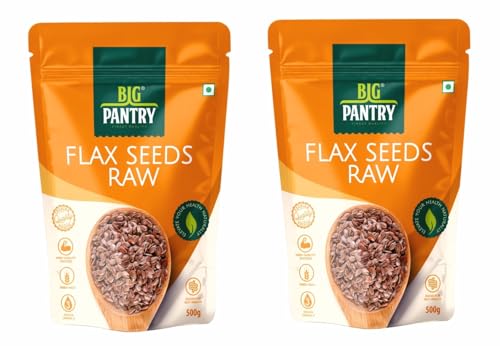 Image of Big Pantry Flax Seeds 500g | Alsi Seeds for Hair, Heart & Skin Health | Rich Source of Protein, Iron, Dietary Fibre & Omega-3 | Raw Flax Seeds for Cholesterol & Weight Management | (Pack of 2)