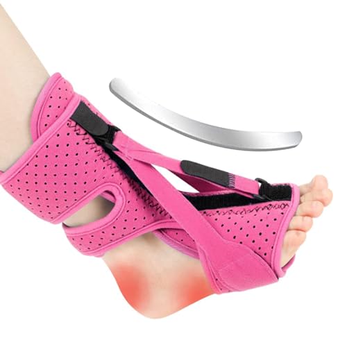 Plantar Fasciitis Night Splint Lightweight Foot Drop Brace Relief Heel Pain Foot Drop Ankle Support for Men Women Pink Foot Drop Splint Plantar Fasciitis Night Splint Foot Drop Ankle Support Plantar
