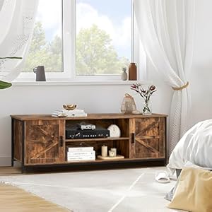 WEENFON Farmhouse TV Stand for up to 65 Inch TV, Entertainment Center with 2 Cabinets & Shelf, TV Stand with Metal Frame & Cable Management, for Living Room, Rustic Brown WEENFON Farmhouse TV Stand for up to 65 Inch TV Entertainment Center with 2 Cabinets Shelf TV Stand with Metal Frame Cable Management for Living Room Rustic Brown
