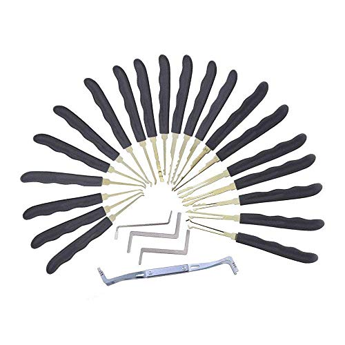 Loboo Idea Set di grimaldelli per gancio 24pcs, set di grimaldelli per presa pratica con sacchetto di plastica, 24 pz vari uncinetti per uncinetto, chiavi, astuccio in plastica per il lockpicking