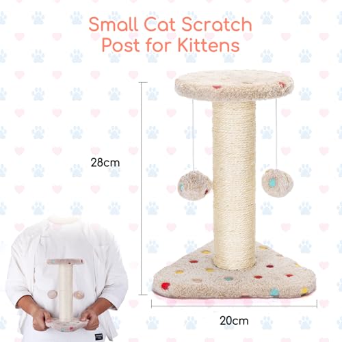 Nobleza Cat Scratching Post Small Cat Activity Center Kitty Climbing Tree with sisal Kitten Play Tower with Hanging Toys, Brown - Image 4
