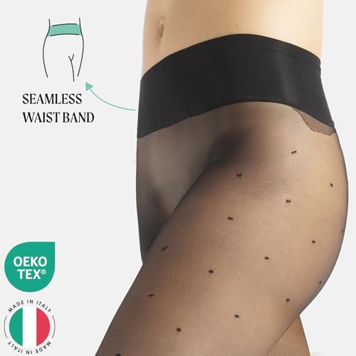 Image of CALZITALY Seamless Sheer Tights, Comfortable Waistband, 15 Denier Pantyhose Multi Colors Made in Italy