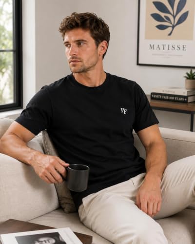 Image of BLUE FOG Summer Casual Wear Regular Fit Cotton Blend Half Sleeve Round Neck |T-Shirt for Men's(101)