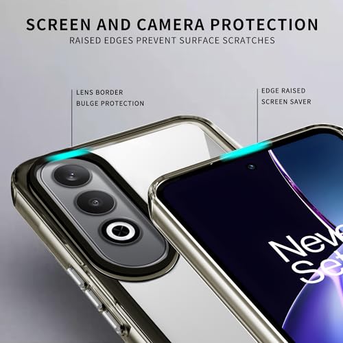 Image of Kapa Warrior Acrylic Clear Back Cover for OnePlus Nord CE 4 / Nord CE4 | Slim Shockproof [Military Grade Protection] Hybrid Bumper Case (Grey Sides)