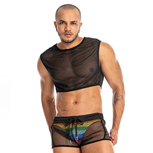 Men's Sexy Mesh Crop Tank Top for Party and Clubwear4