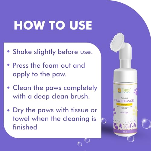 Image of Pet Paw Cleaner For Dog Cat Waterless Foot Scrubber Cleaning Foam With Silicone Washer Brush (150 Ml, Lavender)