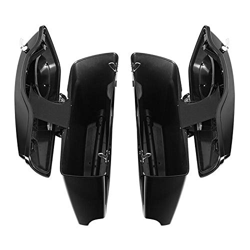 Alforjas TCMT estiradas 4" para motocicleta, con tapas para parlantes 6x9", color Negro Vivo, compatibles con Harley Touring 2014-2024 miniatura 4